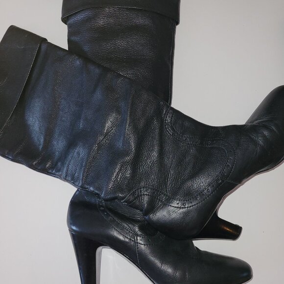 Black leather "pirate" tall boots - Picture 3 of 5
